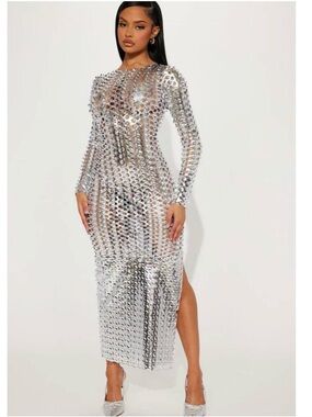grey lab sequin mini dress Miss Lola